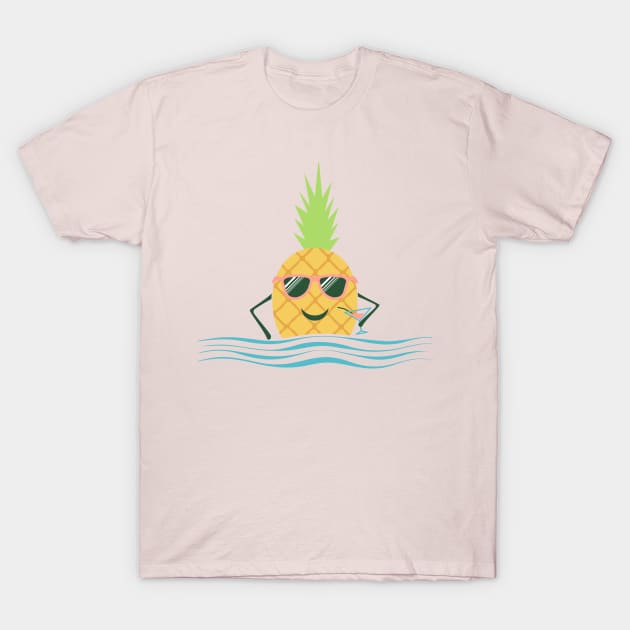 Pineapple waist in water with a cocktail in hand T-Shirt by lakokakr